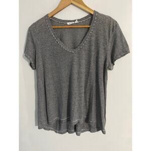 Wilt t shirt women’s size M black striped linen blend casual made in USA